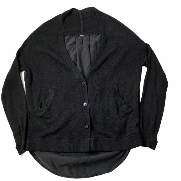 LULULEMON Sweater Cardigan Mixed Media Knit Button